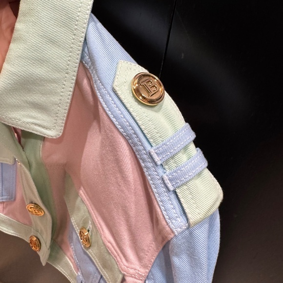 Balmain Pastel Cropped Denim Jacket - Picture 4 of 8
